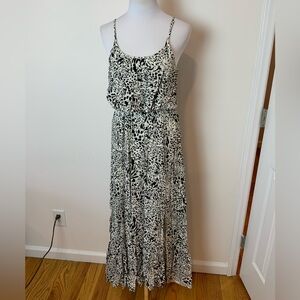 JODIFL Black and White Animal Print Maxi Dress